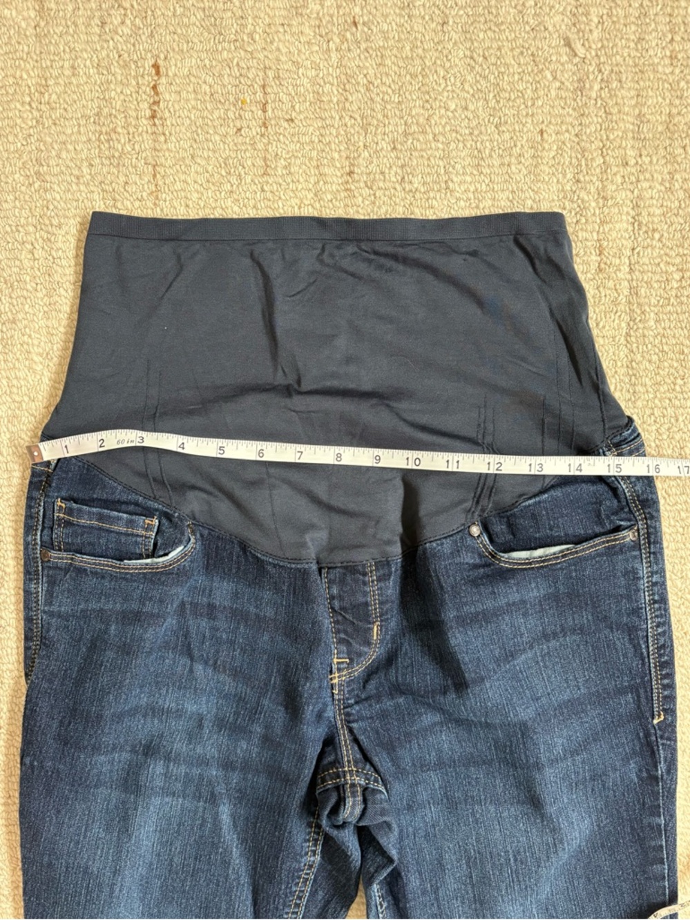 Old Navy Maternity Dark Wash Skinny Ankle Jeans Over Belly Panel Size 8 Regular - Picture 8 of 9
